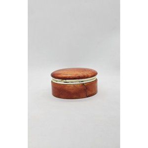 Oval Orange Alabaster Trinket Box Hand Painted Made In Italy